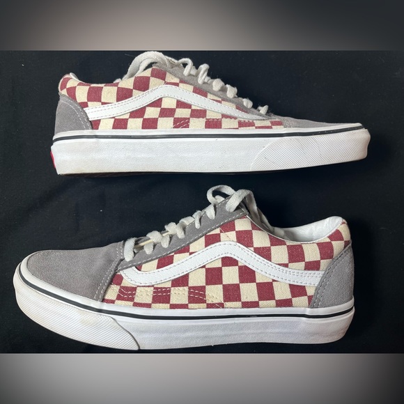 Vans Shoes - Checker White & Red with Grey - Women’s Size 6.5 & Men’s Size 5 - Picture 8 of 11